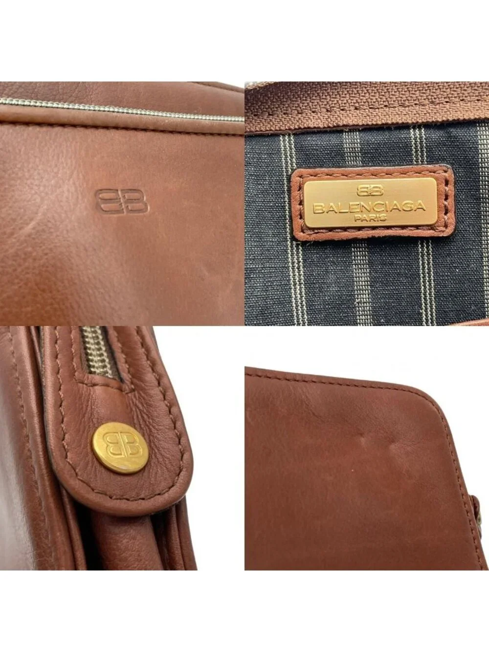 Balenciaga Clutch Leather Brown Gold Gentleman Business Ceremonial Occasions
